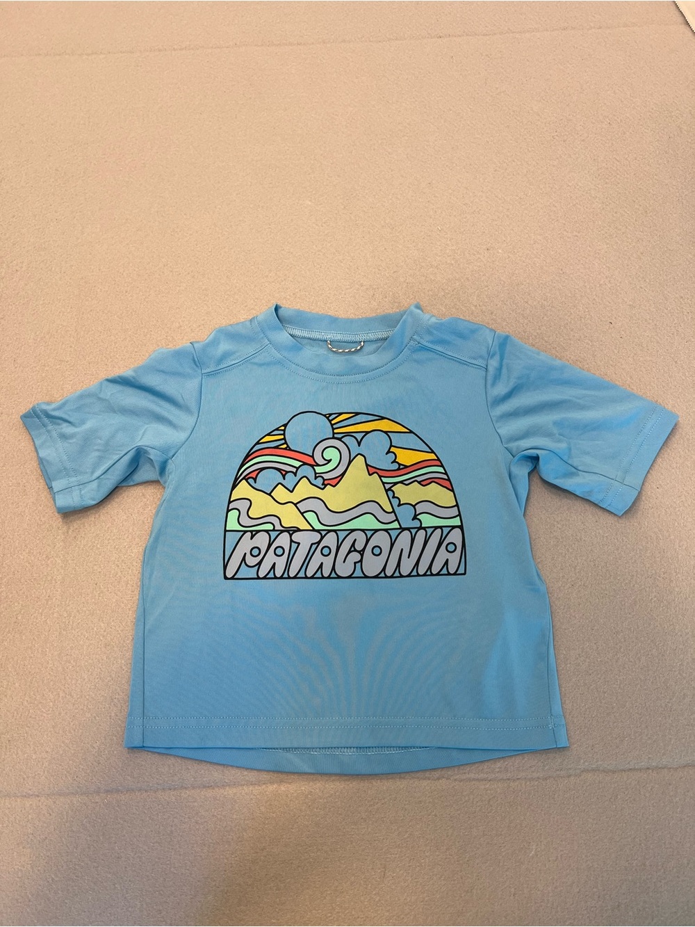 Patagonia Capilene Silkweight 2T Blue Graphic Logo Short Sleeve Crew T-Shirt